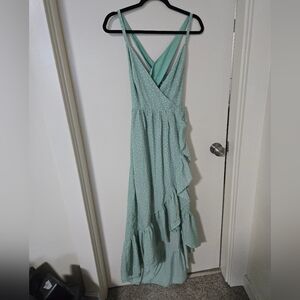 Polka Dot Ruffle Wrap Dress